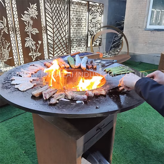 Brasero de metal corten de mayor venta en Amazon con parrilla para barbacoa