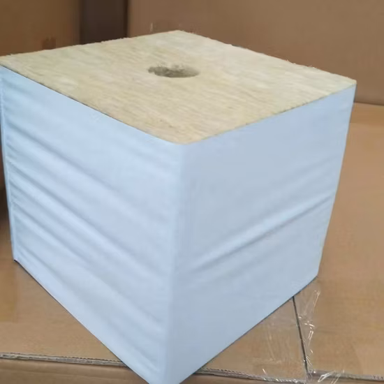 Medios de cultivo para vivero, agricultura hidropónica, venta al por mayor, cubos de lana de roca, agujeros para plantar