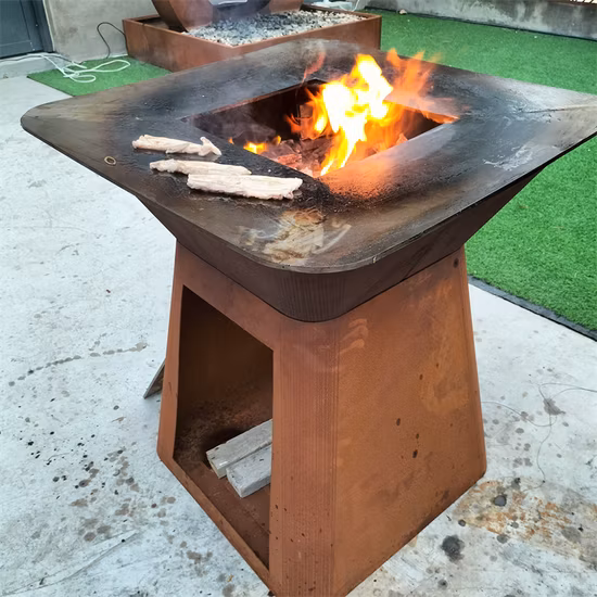 Barbacoa grande de acero corten para fogatas al aire libre